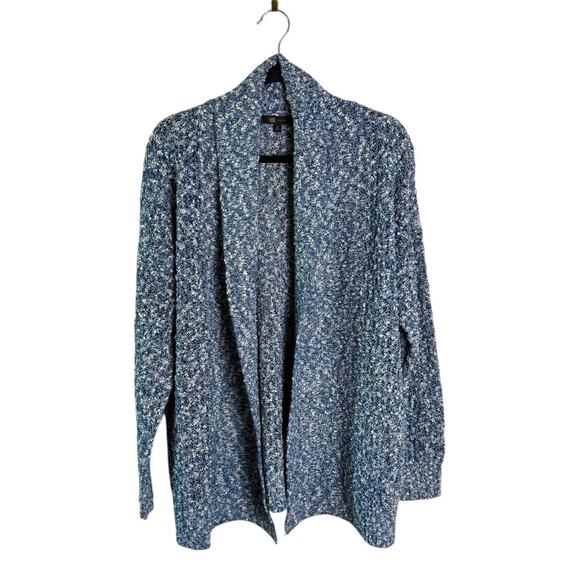 Frye Blue Marled Knit Open Front Cardigan Sweater M NWT - Picture 2 of 15